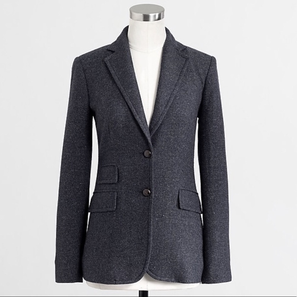 Jcrew charcoal wool blend hacking blazer